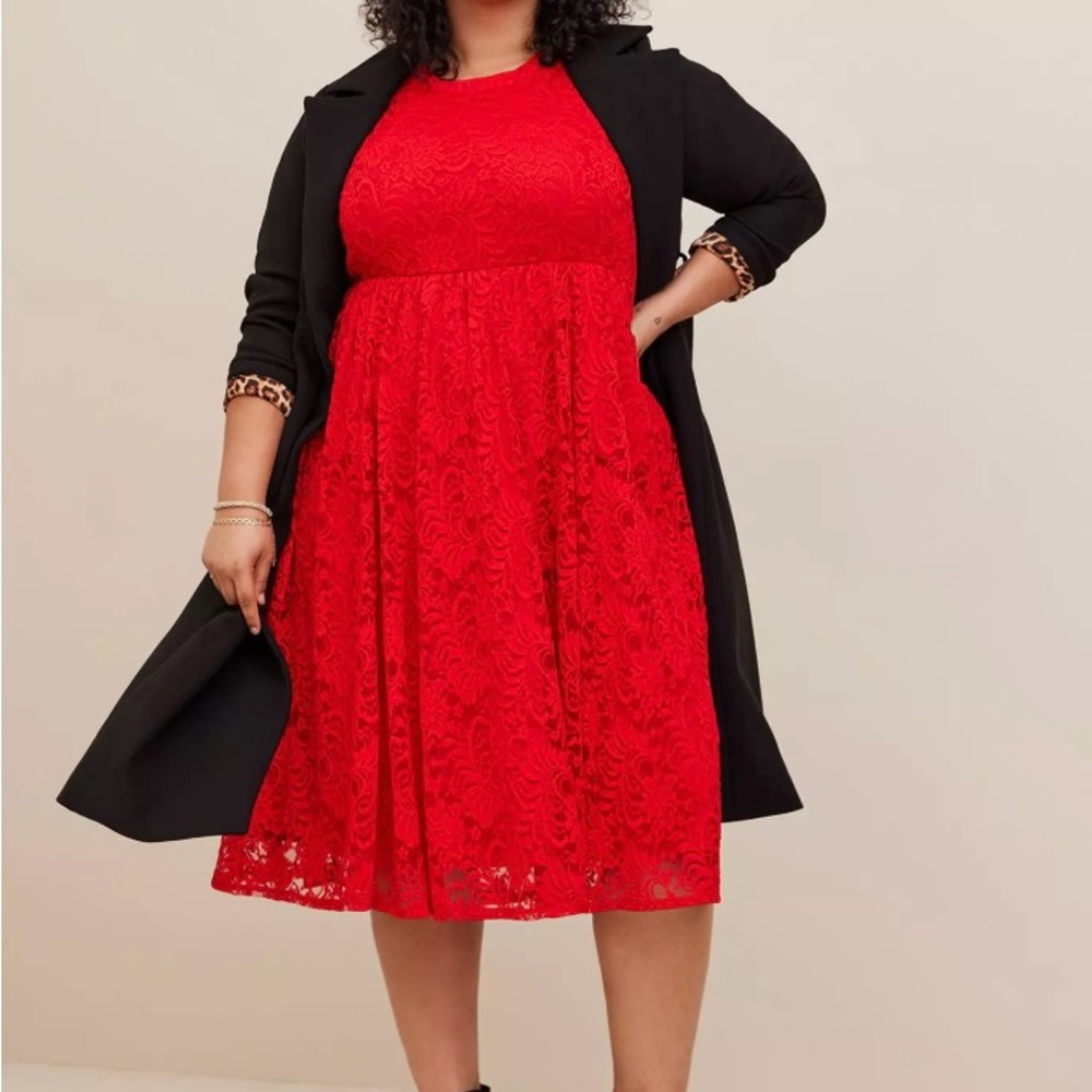 Torrid Red Lace Skater Dress